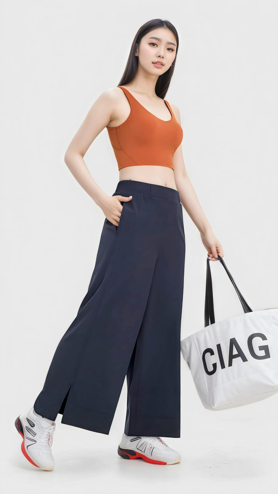 Wide Leg High Waist Super Soft Sports Cropped Pant (Asian Fit)