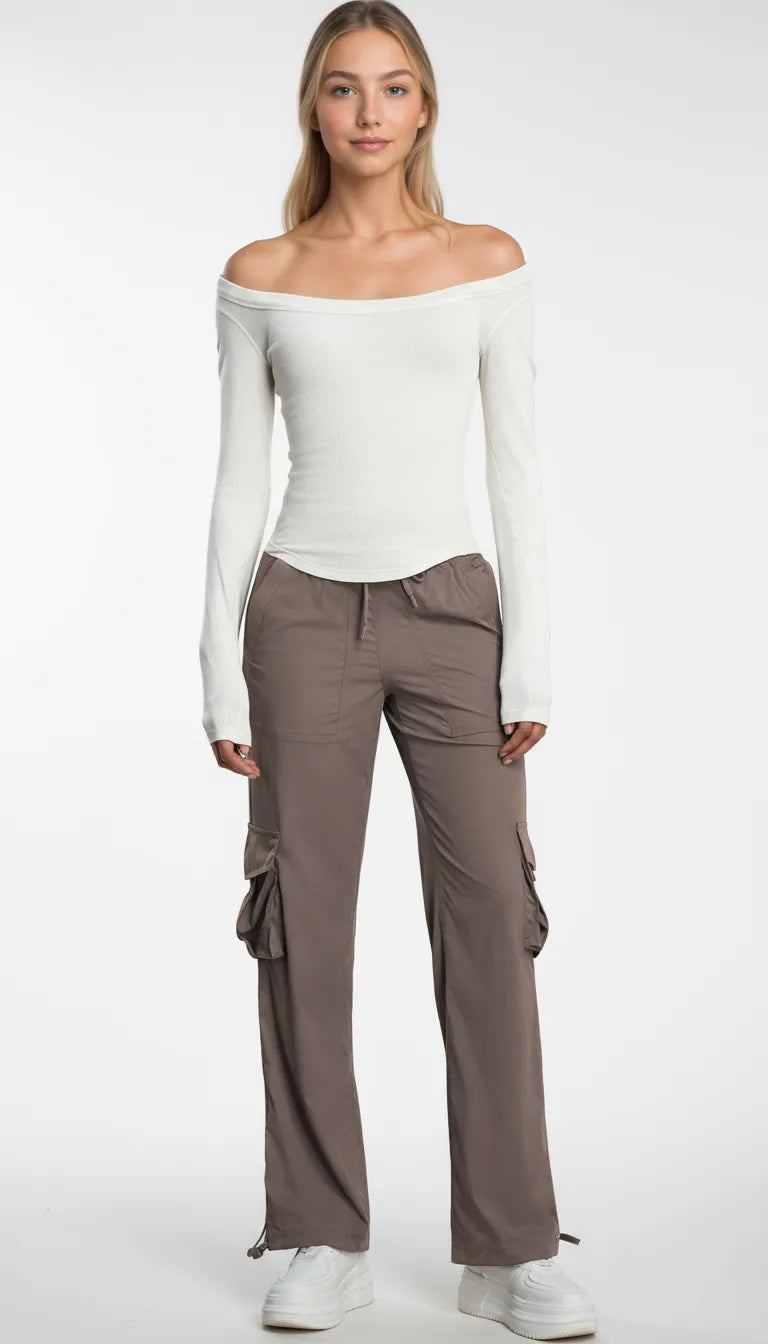 Evara Off-Shoulder Rib Top
