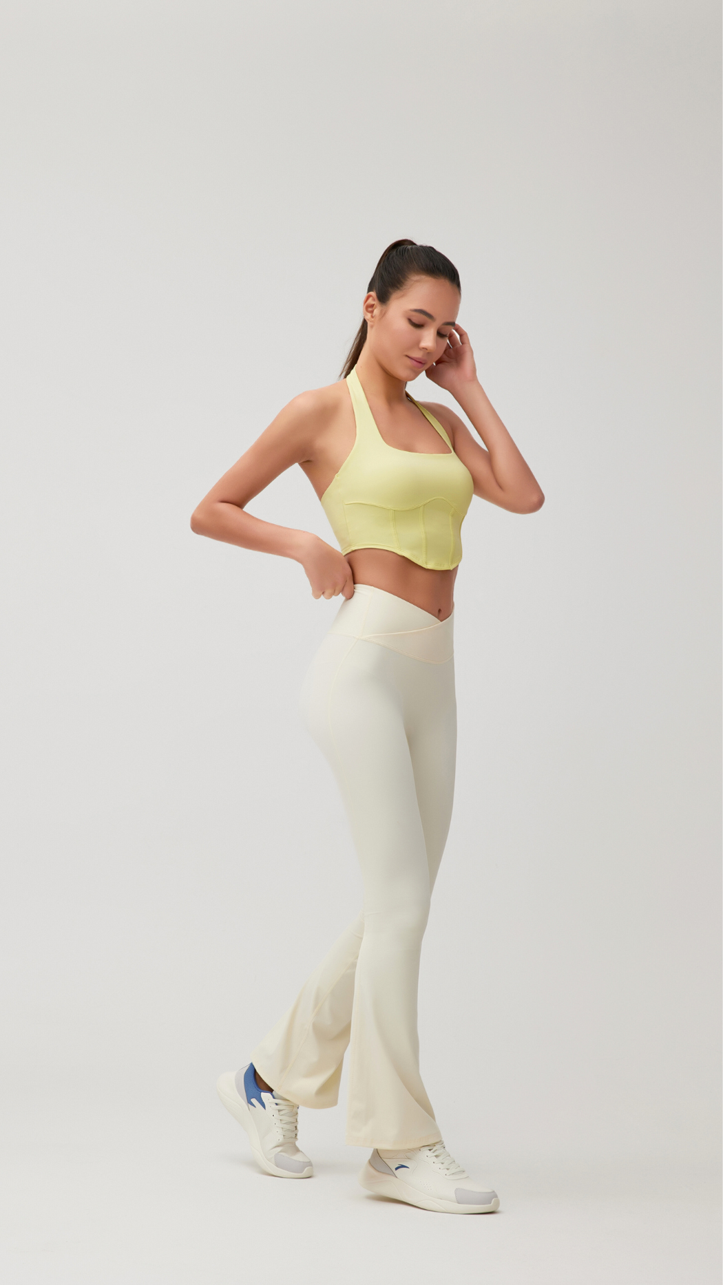 Light Yellow Halter Neck Bliss Sports Bra