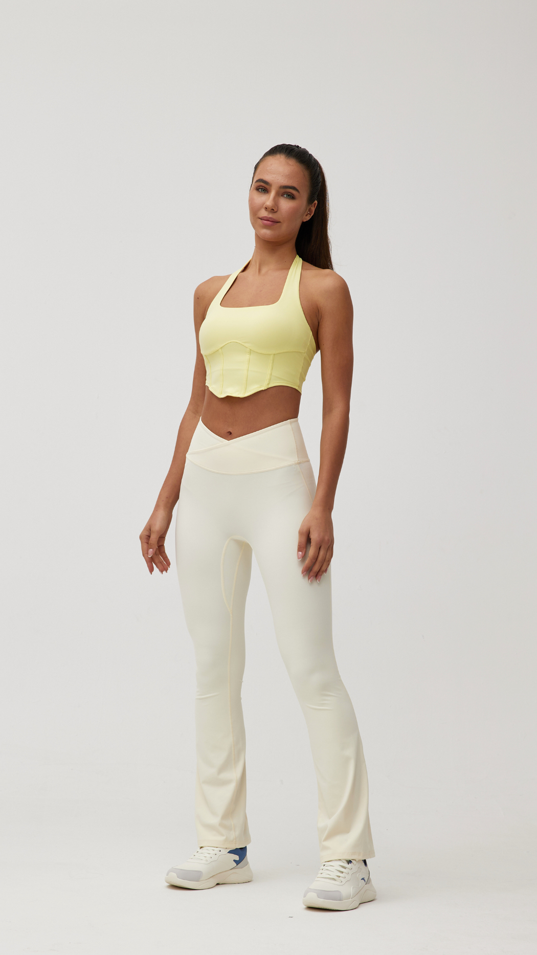 Light Yellow Halter Neck Bliss Sports Bra