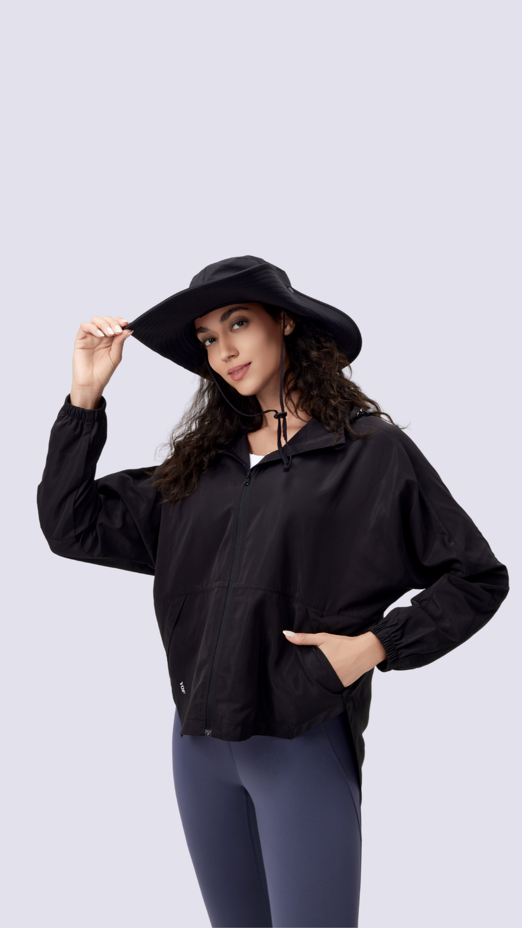 YOF Lightweight Water-Resistant Jacket with Hoodie – Hip-Length