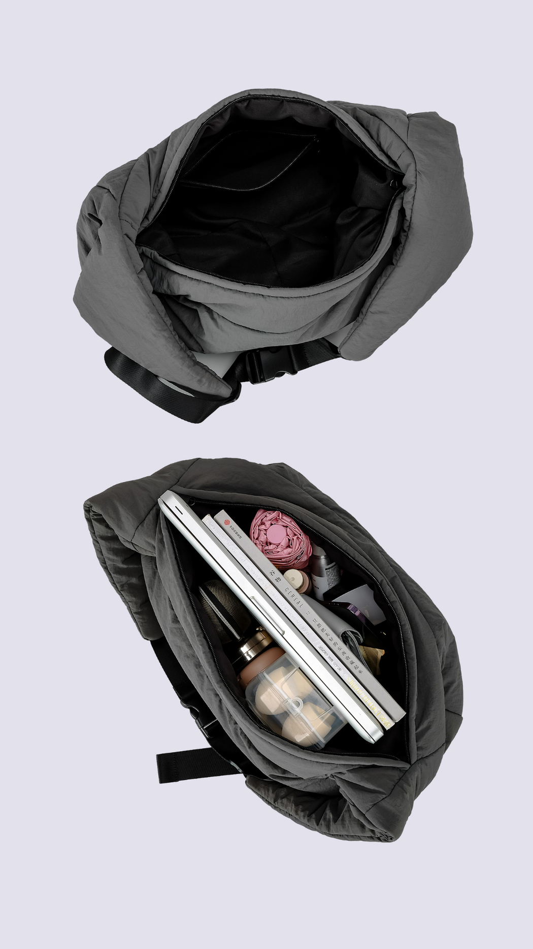 YOF Quilted Half Lunar Puffer Tote Bag