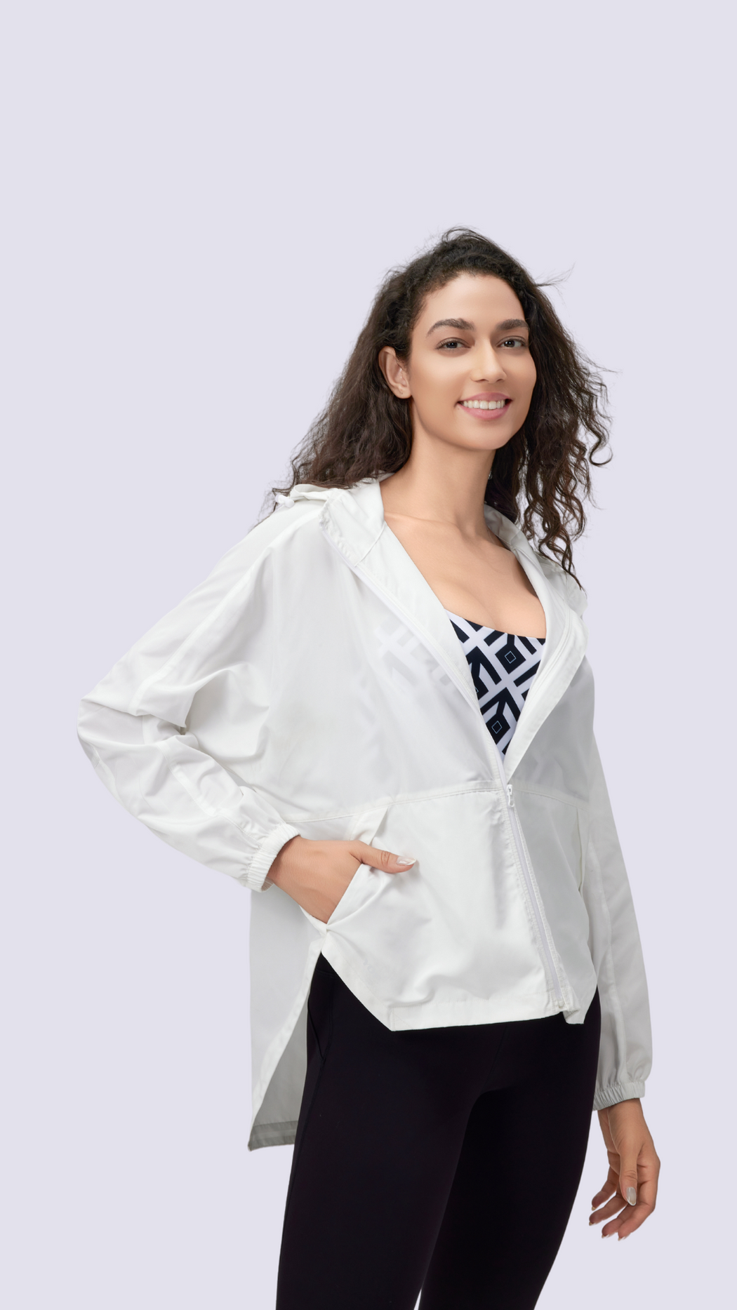 YOF Lightweight Water-Resistant Jacket with Hoodie – Hip-Length