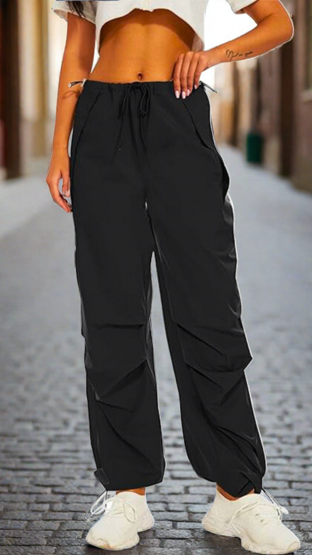 High Waist Adjustable Ruched Cargo Pants