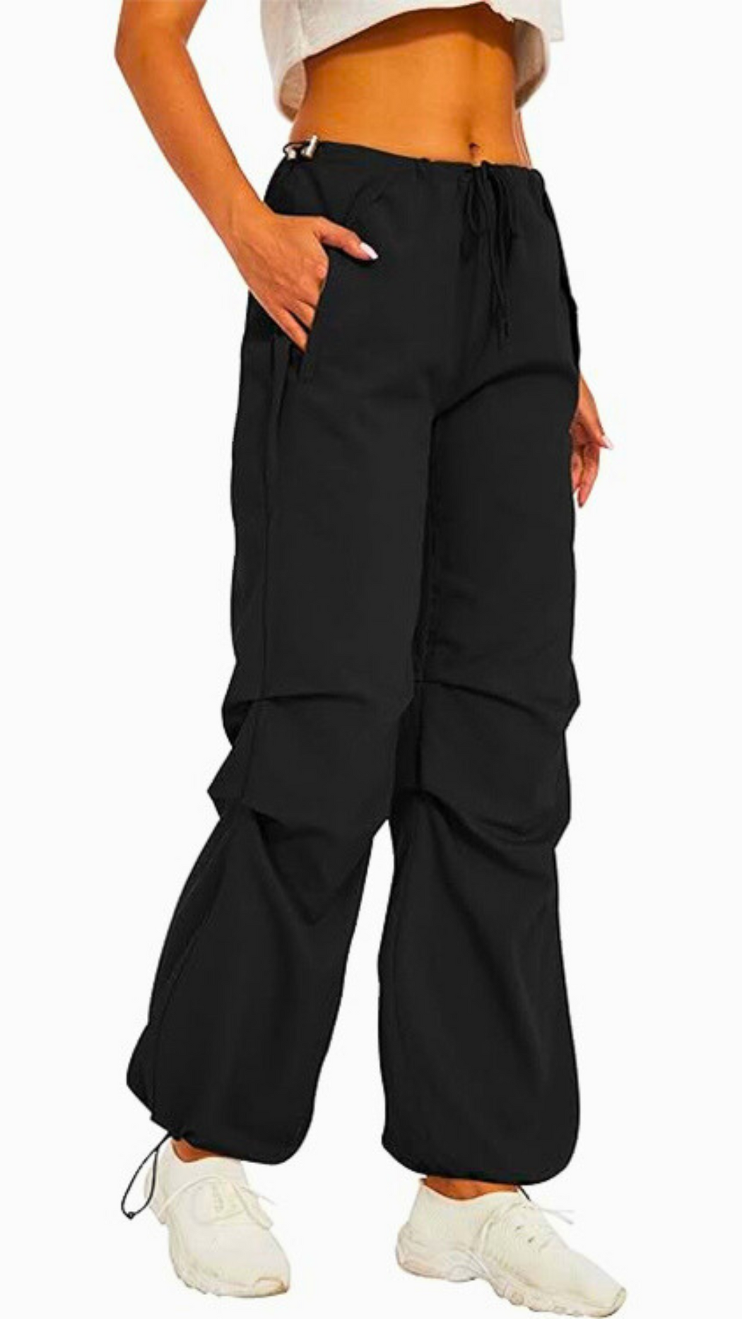 High Waist Adjustable Ruched Cargo Pants