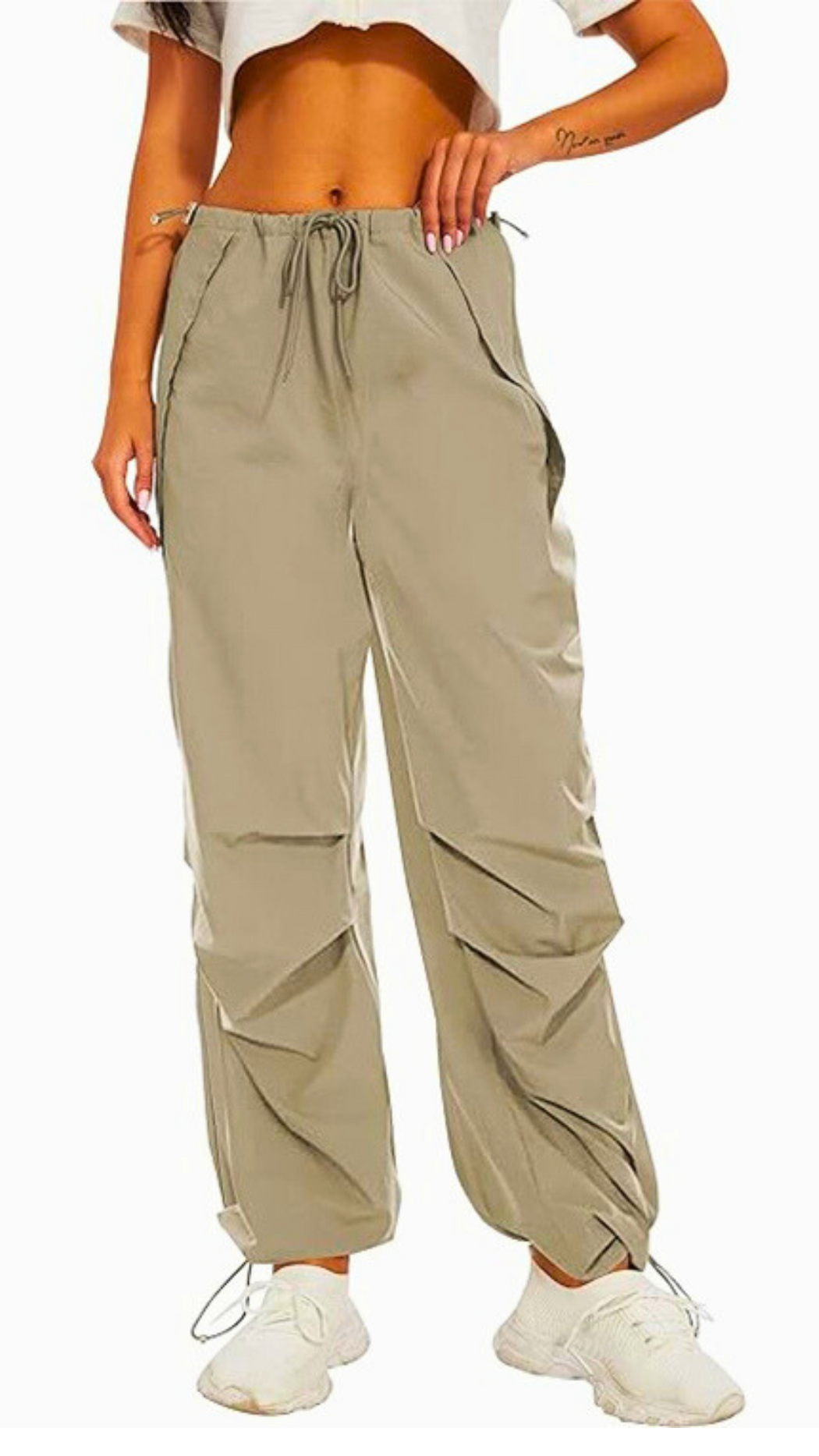High Waist Adjustable Ruched Cargo Pants