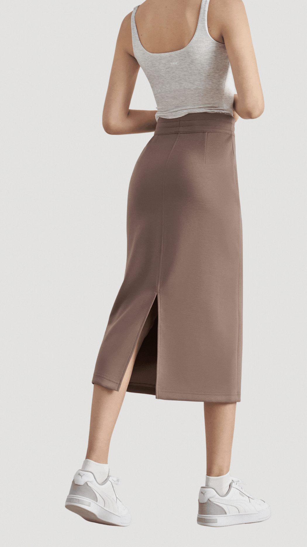 Urban Minimalist Drawstring Midi Skirt