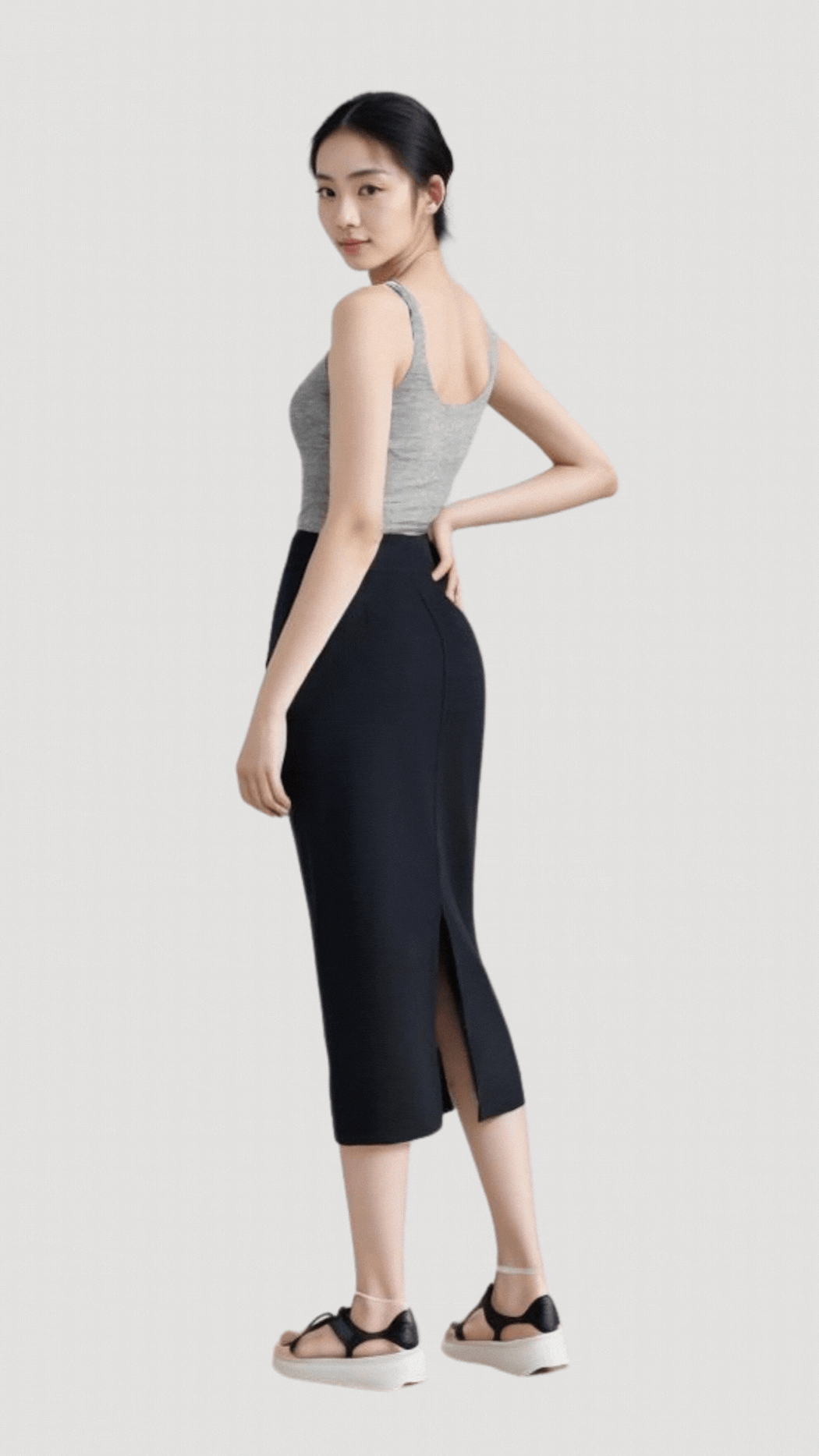 Urban Minimalist Drawstring Midi Skirt