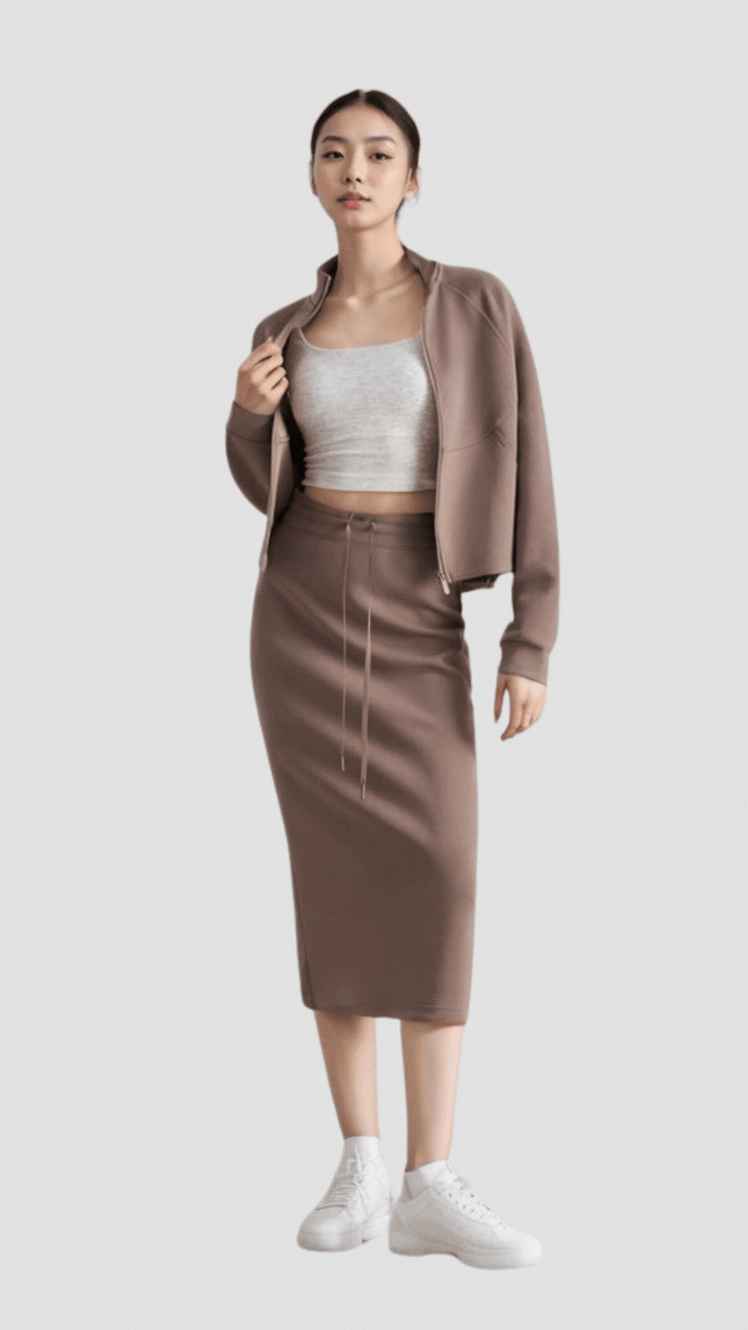 Urban Minimalist Drawstring Midi Skirt