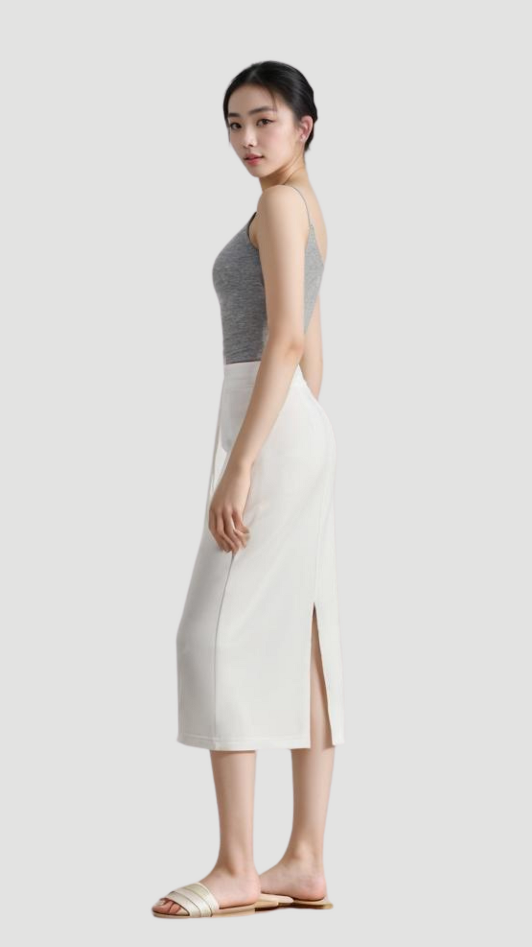 Urban Minimalist Drawstring Midi Skirt
