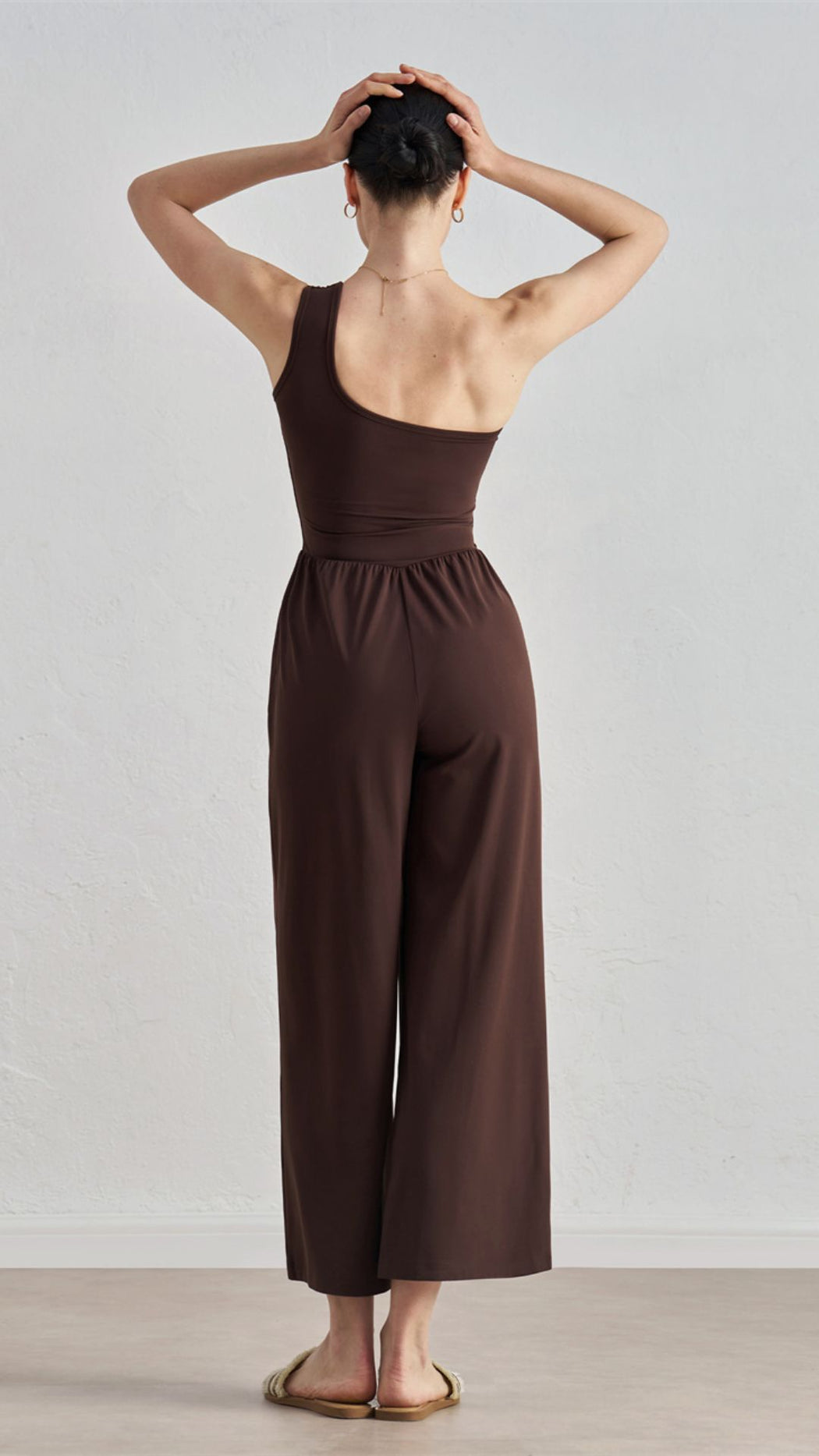 Asymmetry Chic One-Shoulder Wide-Leg Jumpsuit with Built-In Padding