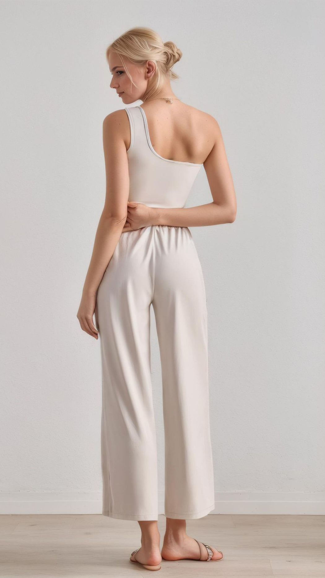 Asymmetry Chic One-Shoulder Wide-Leg Jumpsuit with Built-In Padding