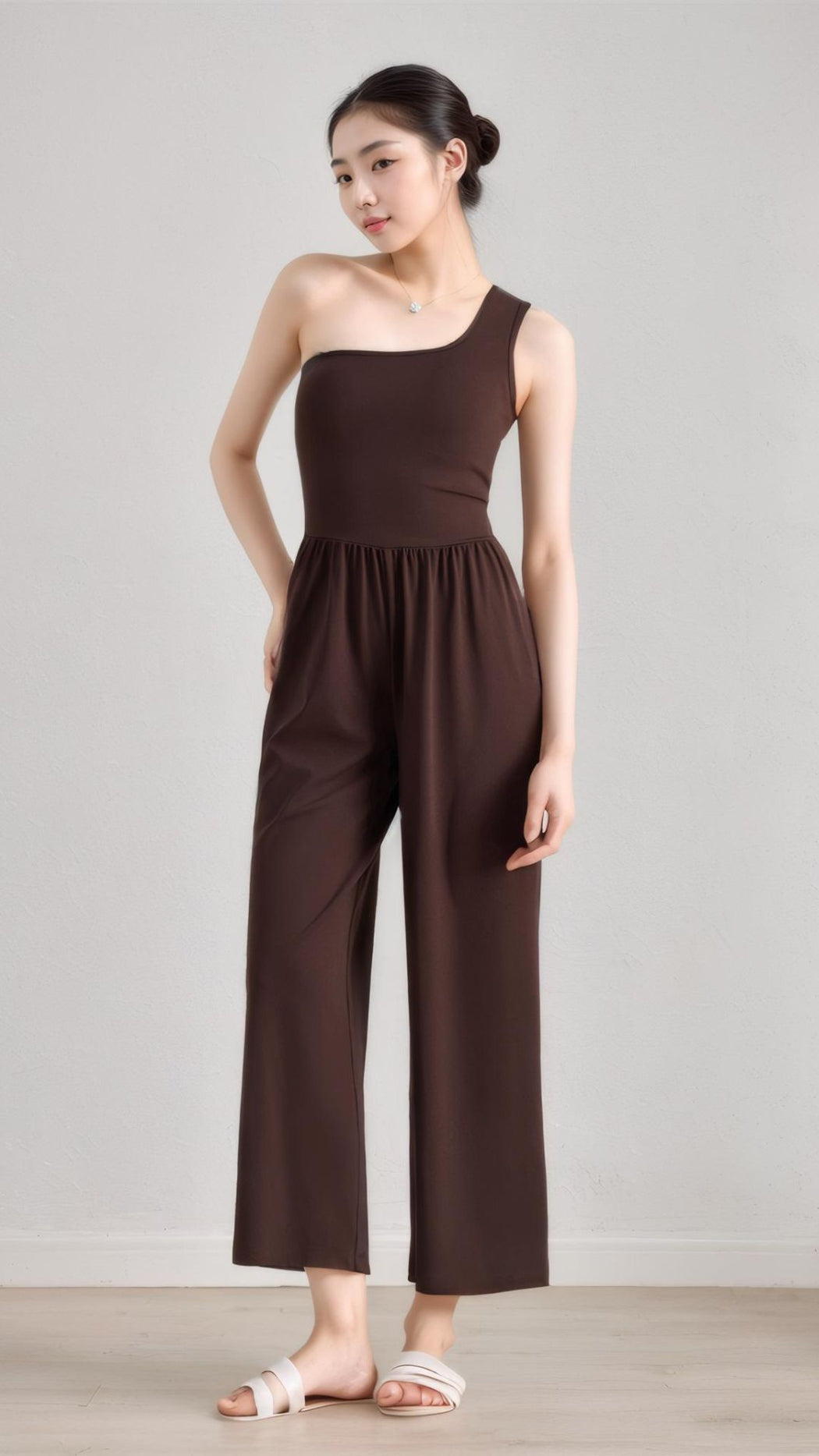 Asymmetry Chic One-Shoulder Wide-Leg Jumpsuit with Built-In Padding