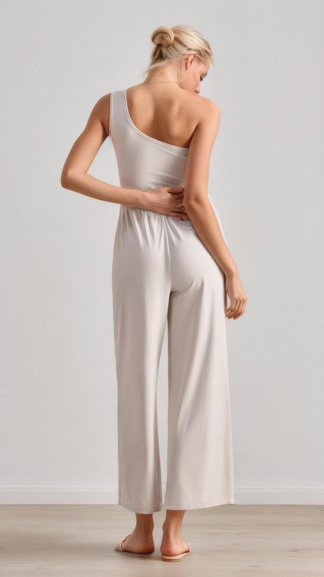 Asymmetry Chic One-Shoulder Wide-Leg Jumpsuit with Built-In Padding