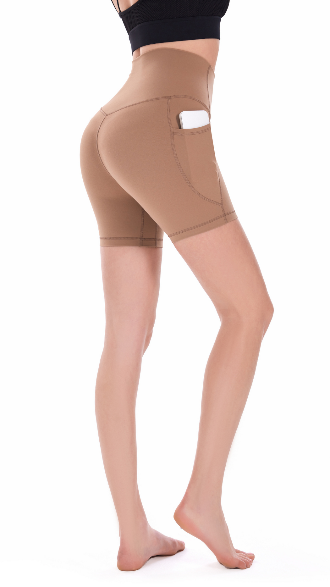 YOF Signature High Waisted SculptFlow 6" Inseam Shorts Brown
