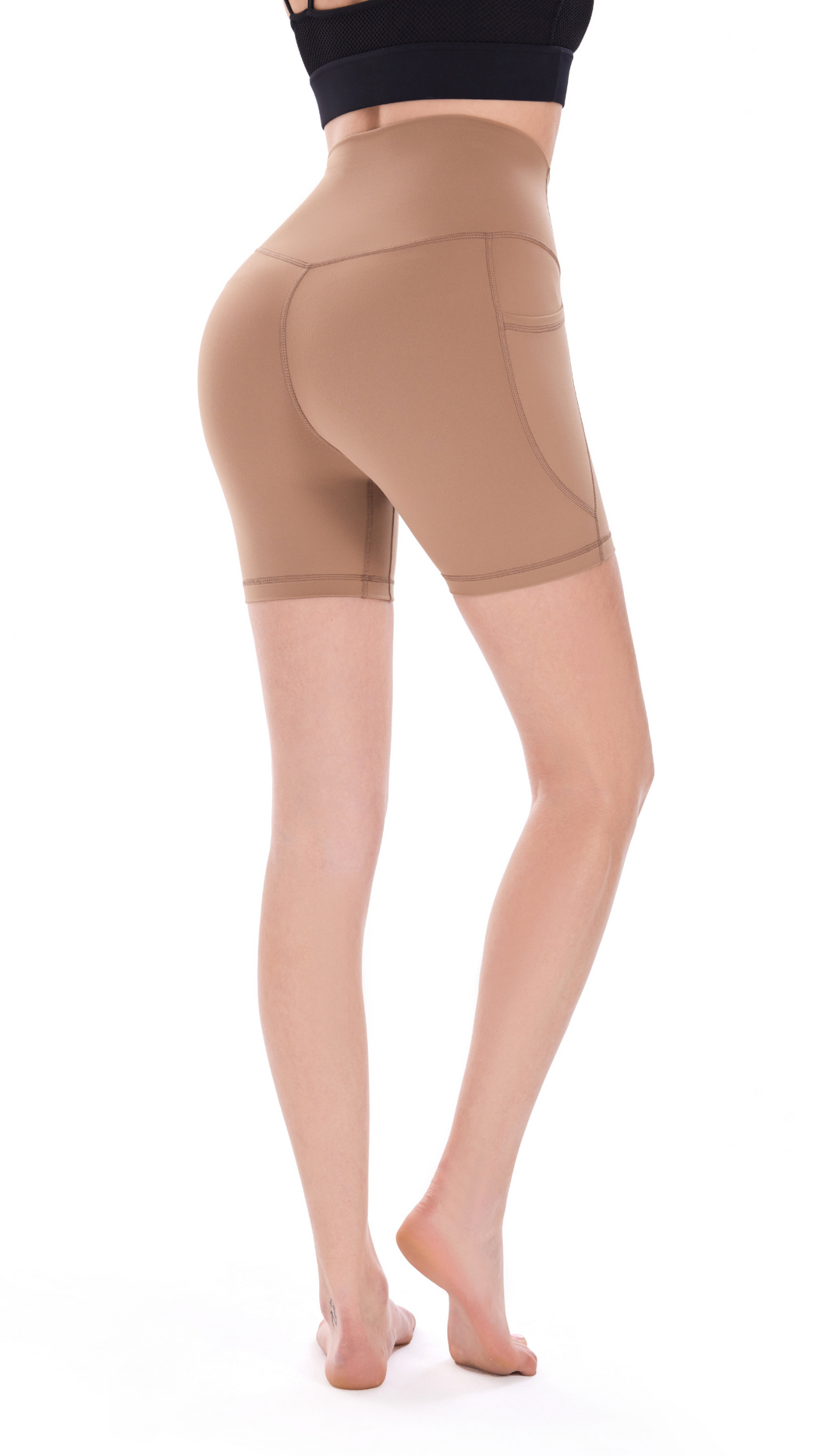 YOF Signature High Waisted SculptFlow 6" Inseam Shorts Brown