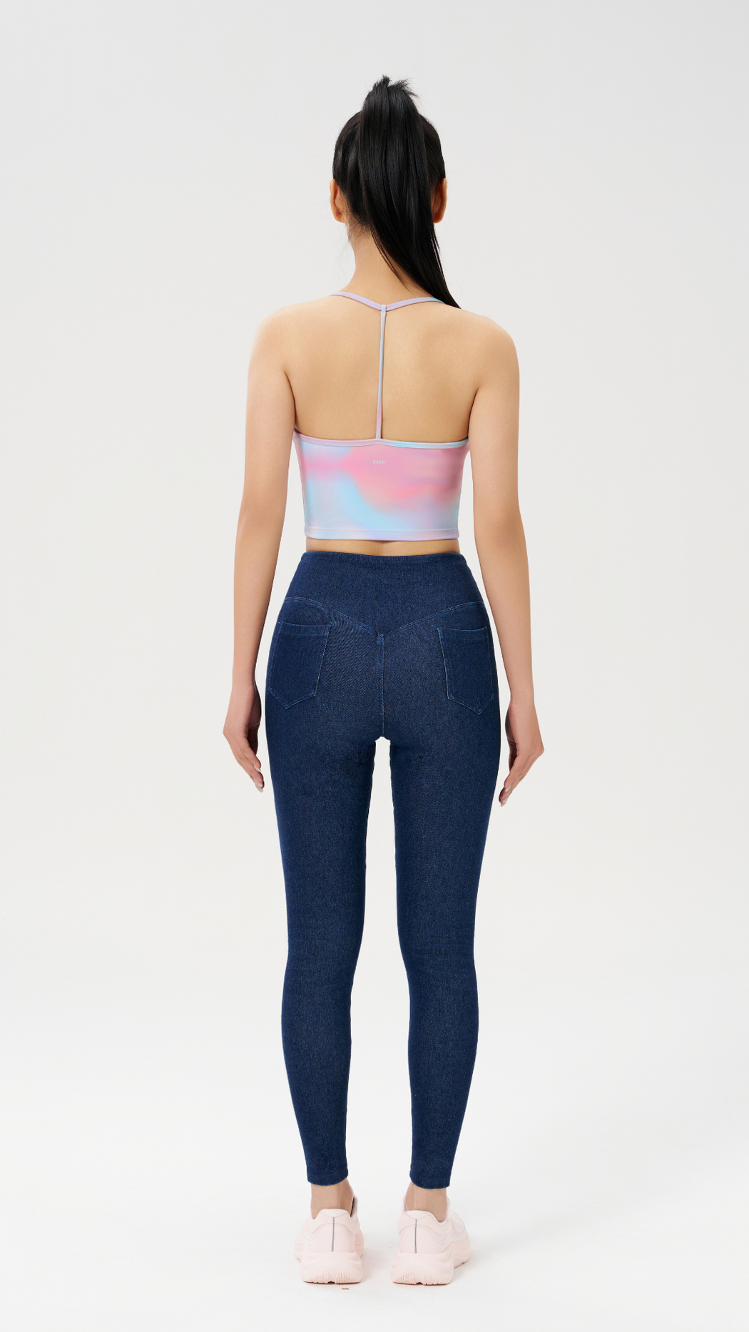 GraceLuxe T-Strap Rainbow Crop Top