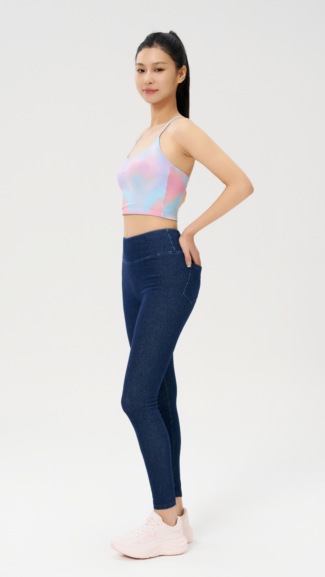 GraceLuxe T-Strap Rainbow Crop Top