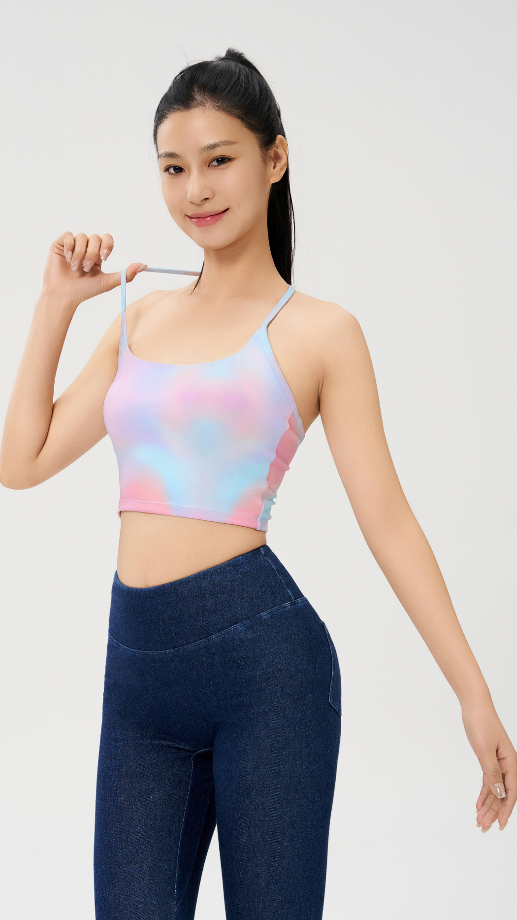 GraceLuxe T-Strap Rainbow Crop Top