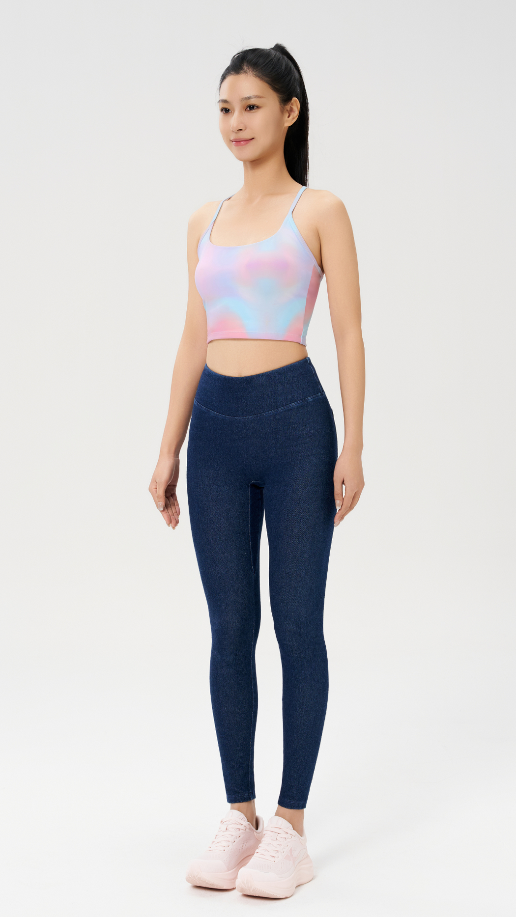 GraceLuxe T-Strap Rainbow Crop Top