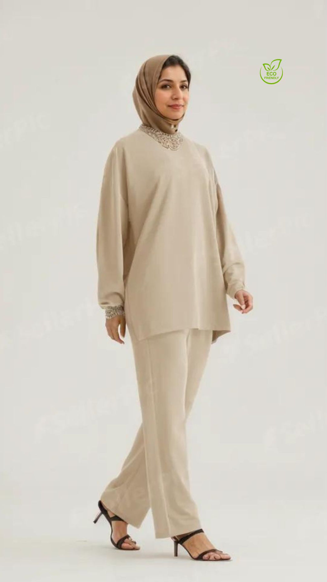 YOF Modest EcoEase Relaxed Fit Wide-Leg Modest Pants