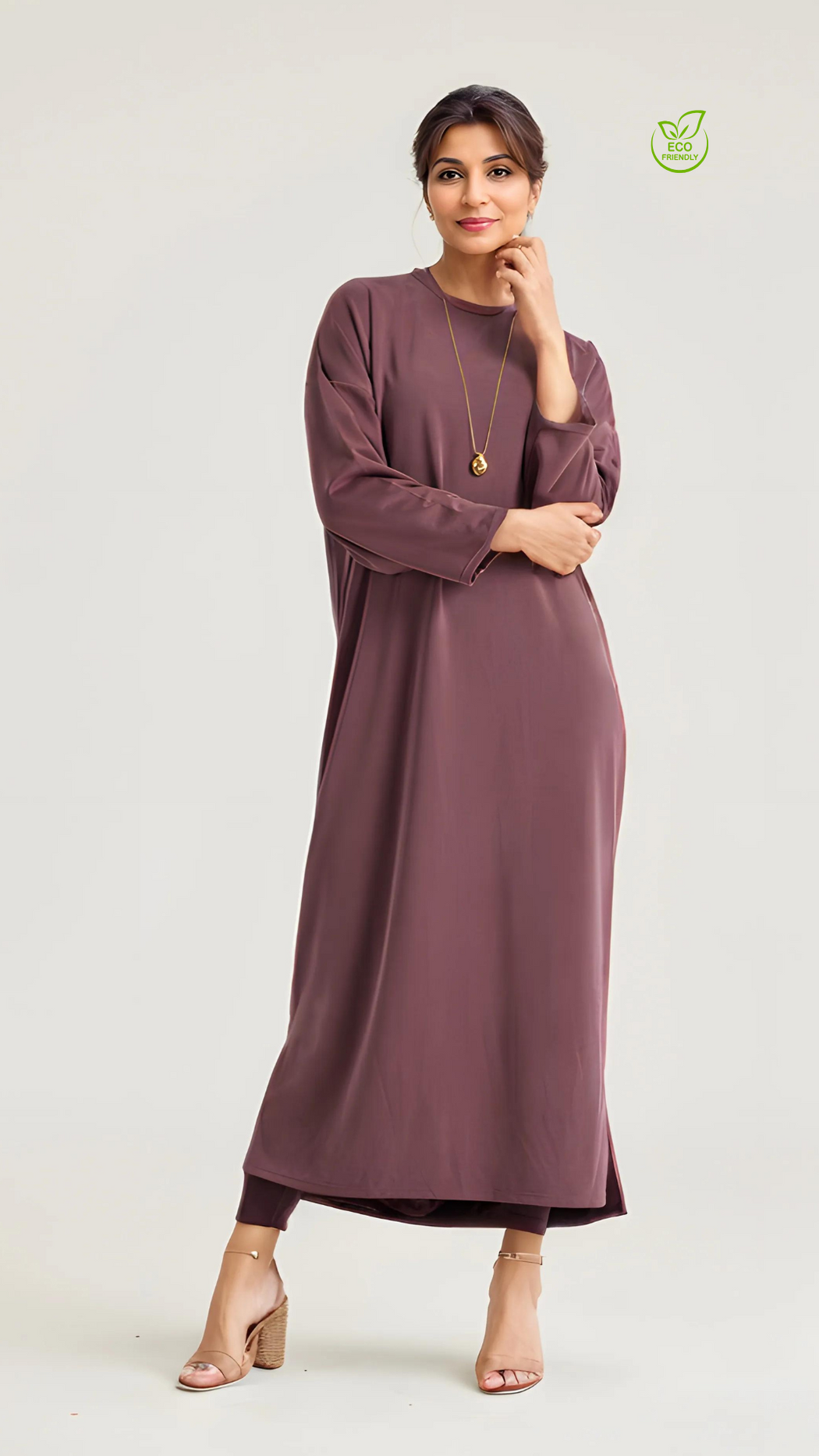 YOF Modest | Ultra-Long Loose Sweatshirt Dress with Side Slits