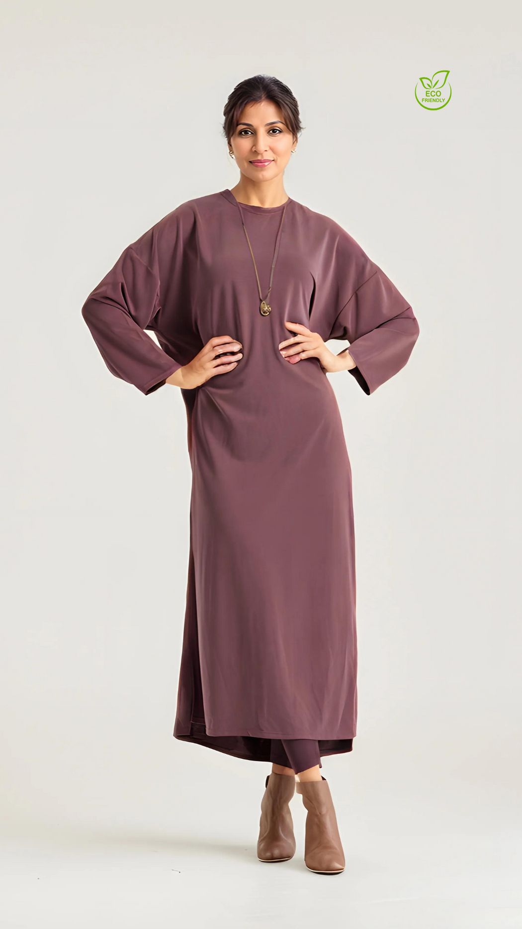 YOF Modest | Ultra-Long Loose Sweatshirt Dress with Side Slits