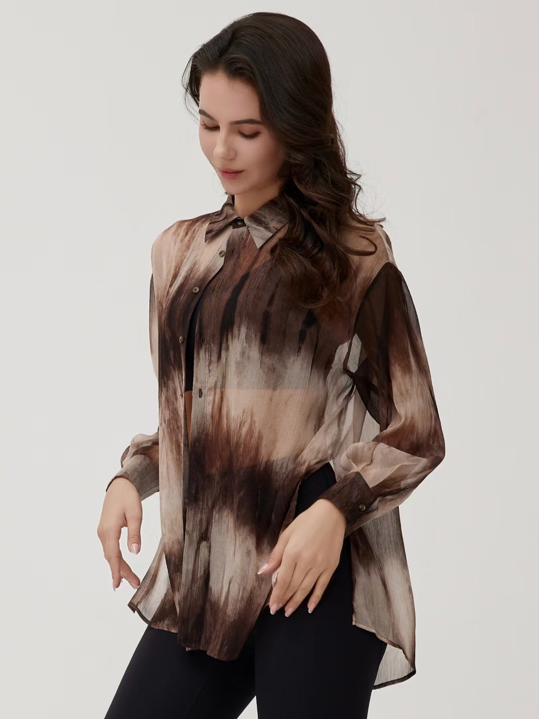 Marble Print Long Sleeve Shirts