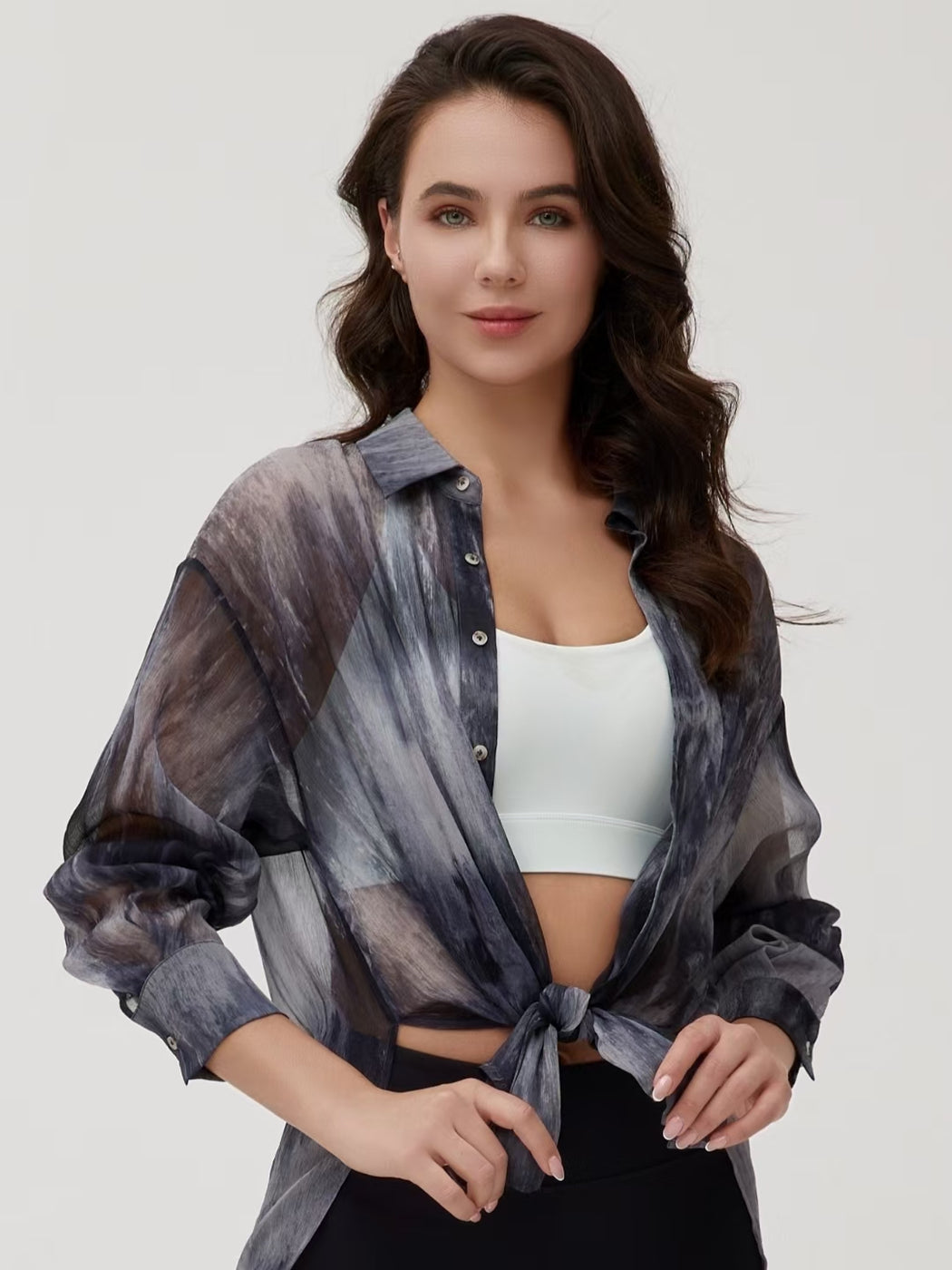 Marble Print Long Sleeve Shirts