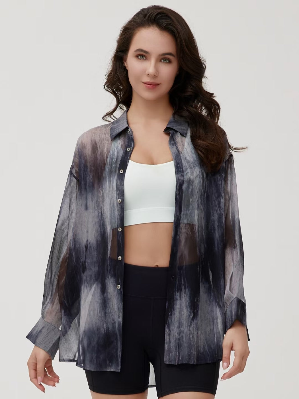 Marble Print Long Sleeve Shirts