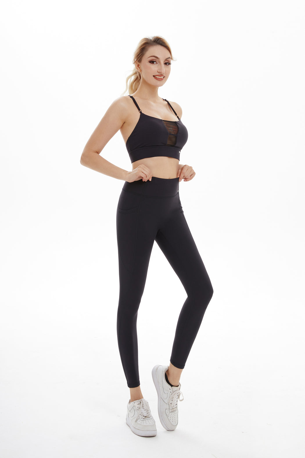 Live The Moment Black Mesh Sports Bra Top