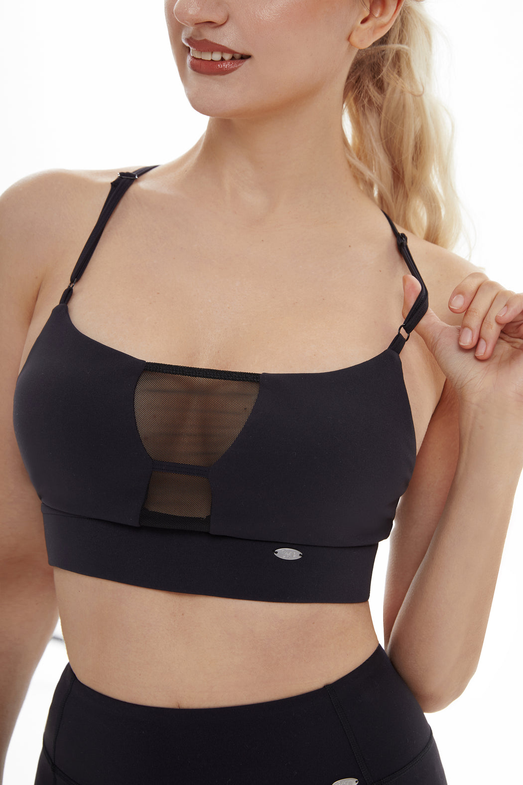 Live The Moment Black Mesh Sports Bra Top