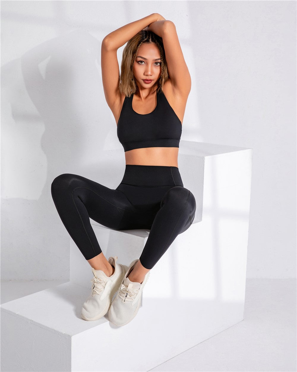 High Waist Adjustable Length Breathe Leggings Black