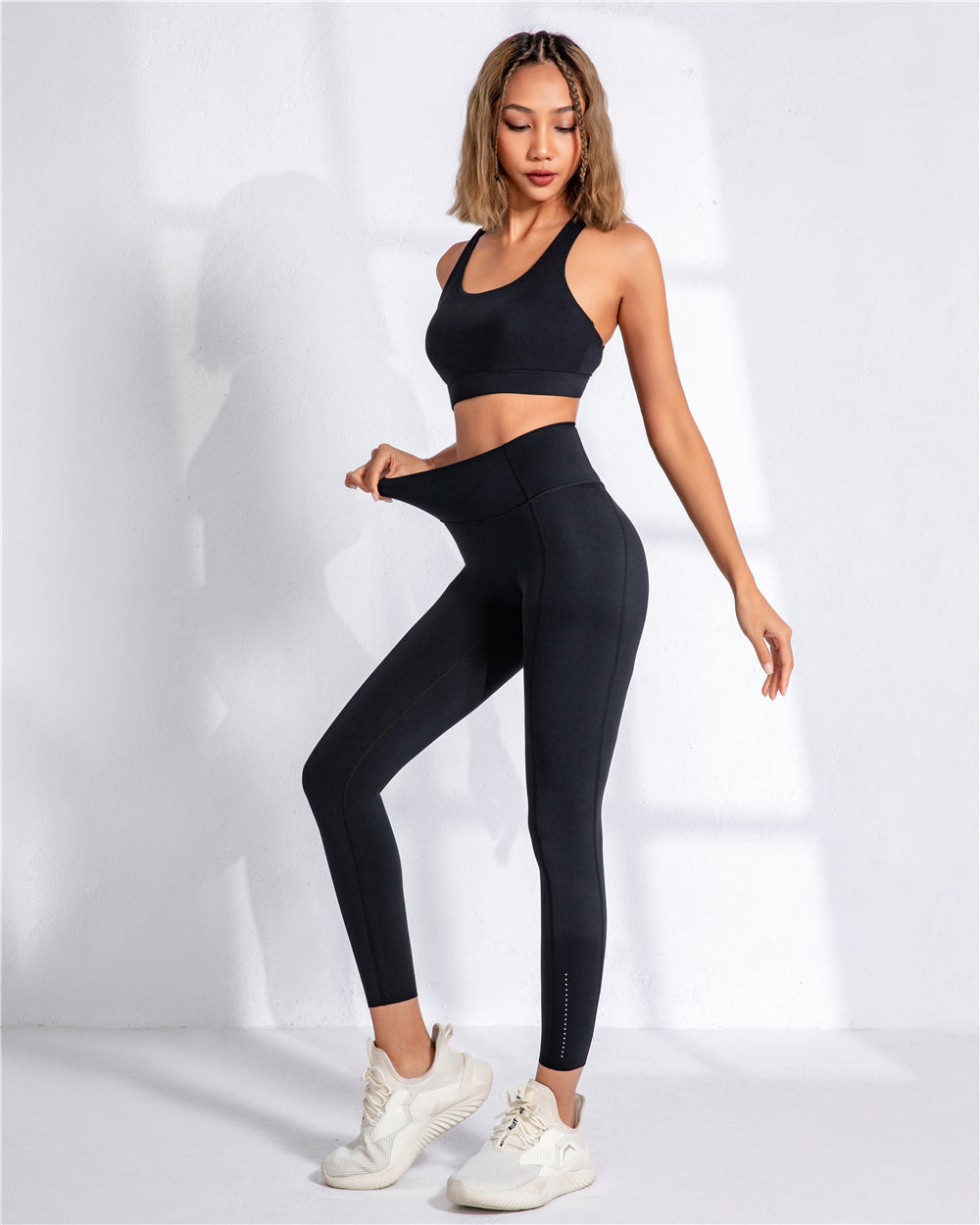 High Waist Adjustable Length Breathe Leggings Black