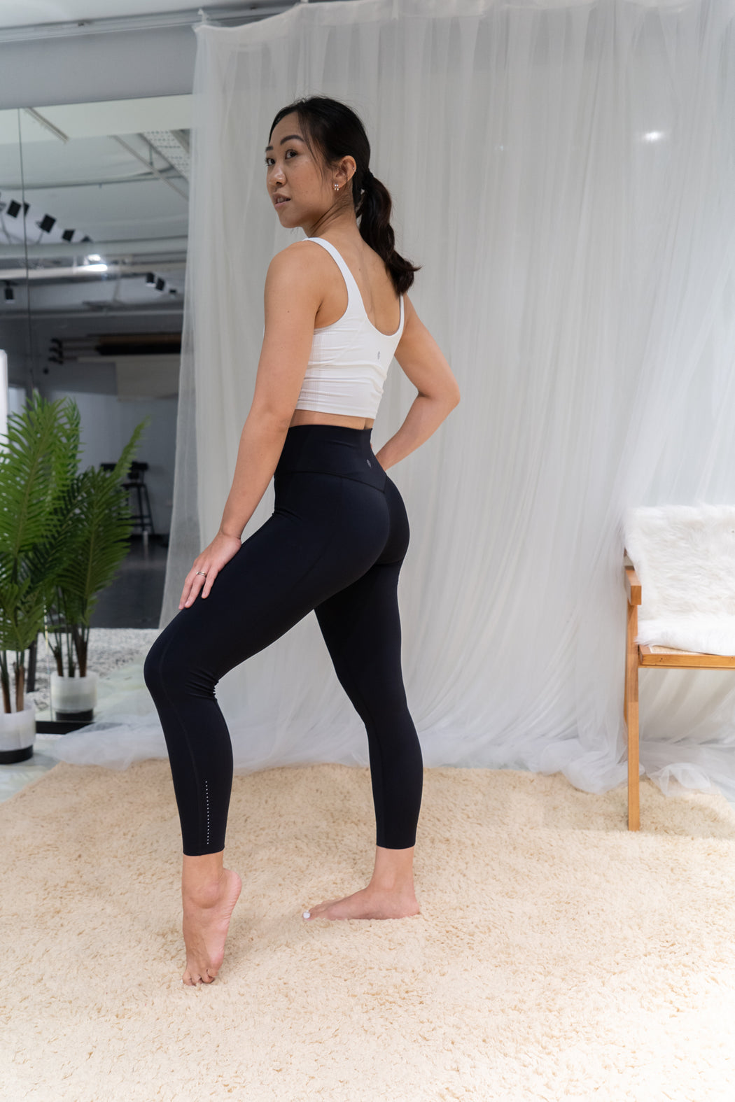 High Waist Adjustable Length Breathe Leggings Black