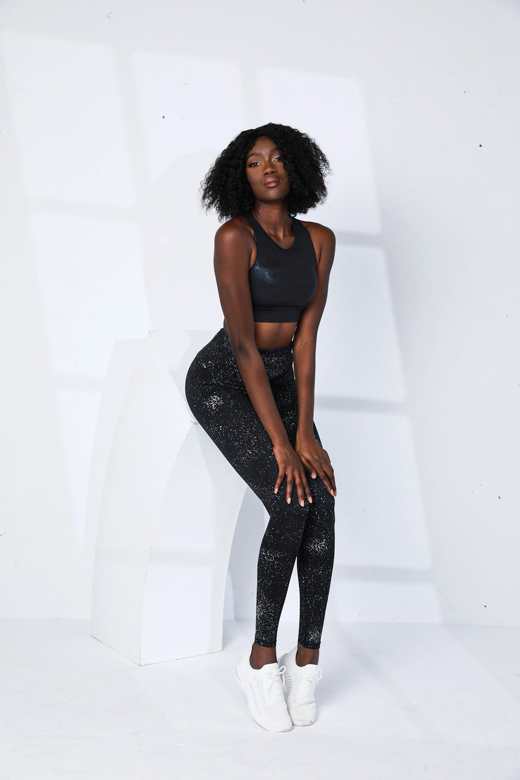 High Waist DIVA Active Silver Glitter Leggings