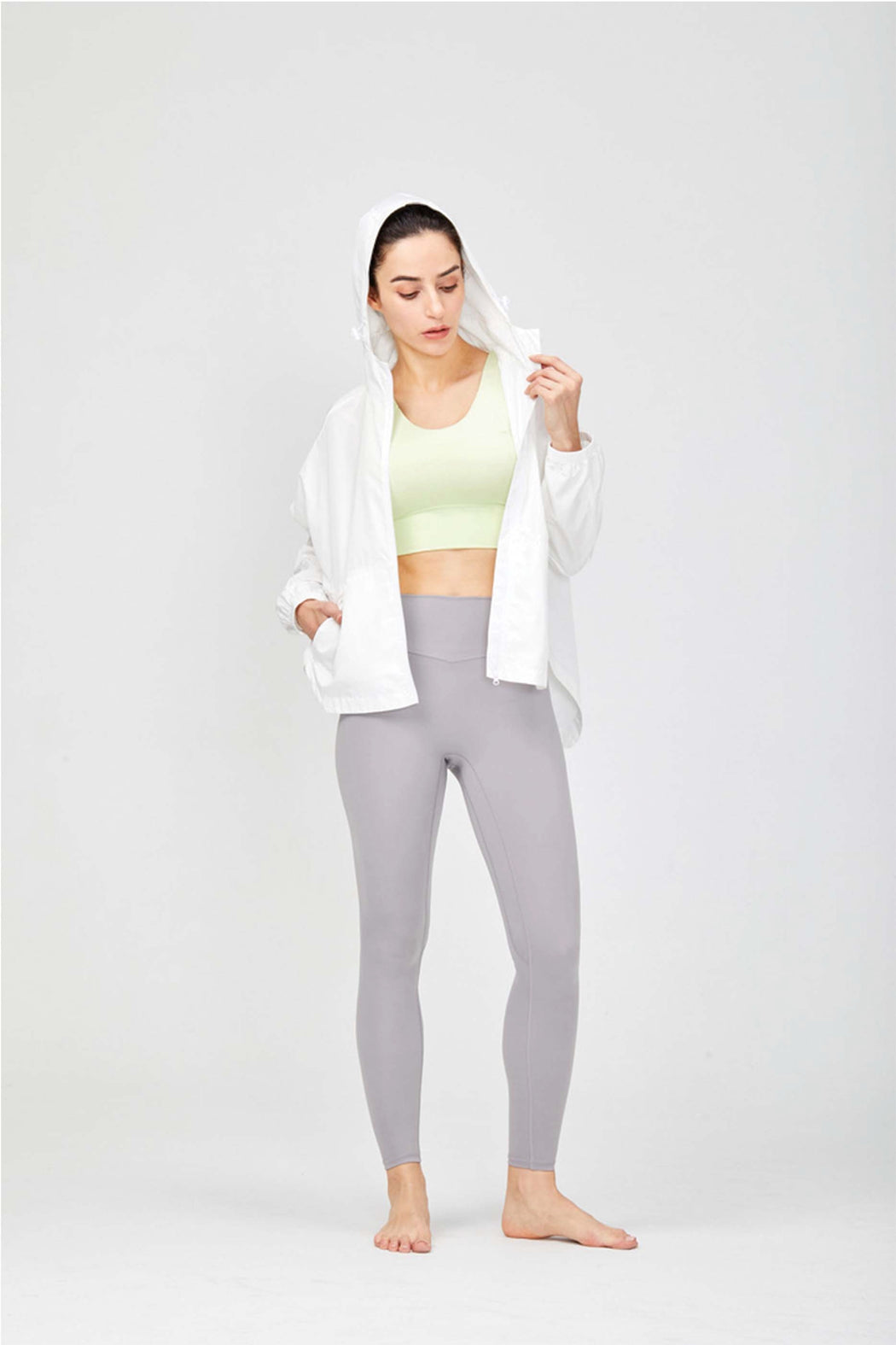 Sports Hooded Full Zip Top UV Protection Jackets