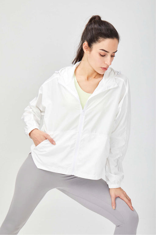 Sports Hooded Full Zip Top UV Protection Jackets