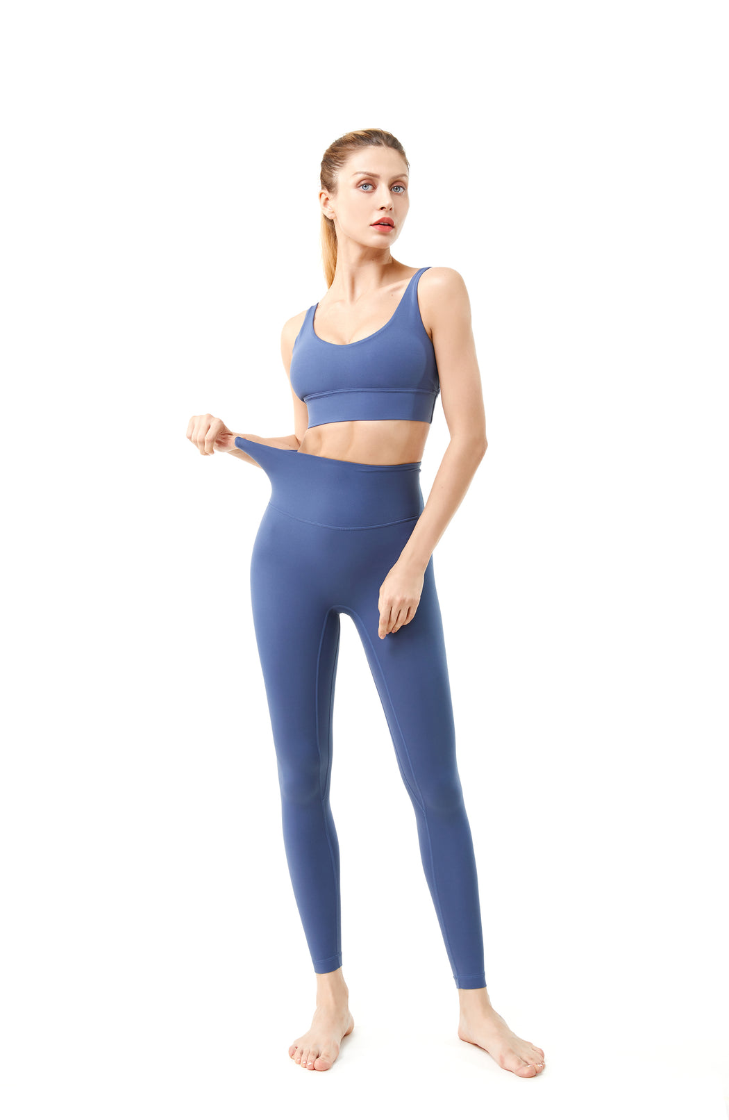 MOVE U-Scoop Neckline Navy Activewear Sets (Top and Bottom)
