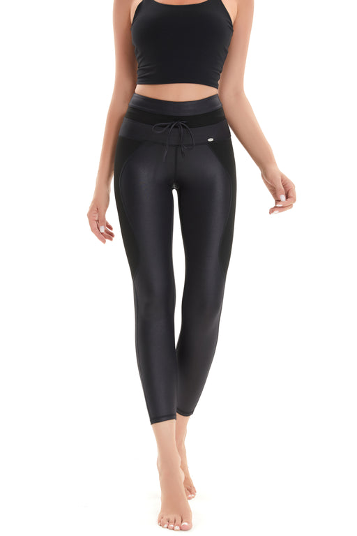 Wet Look High Waist 7/8 Sports Leggings 24"