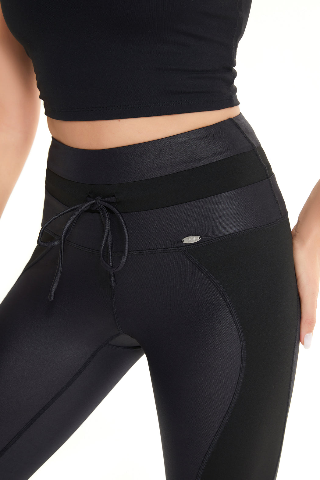 Wet Look High Waist 7/8 Sports Leggings 24"