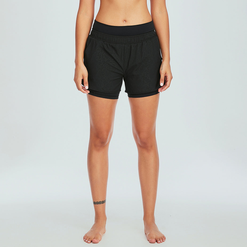 Floral Embossed 2-In-1 Running Shorts
