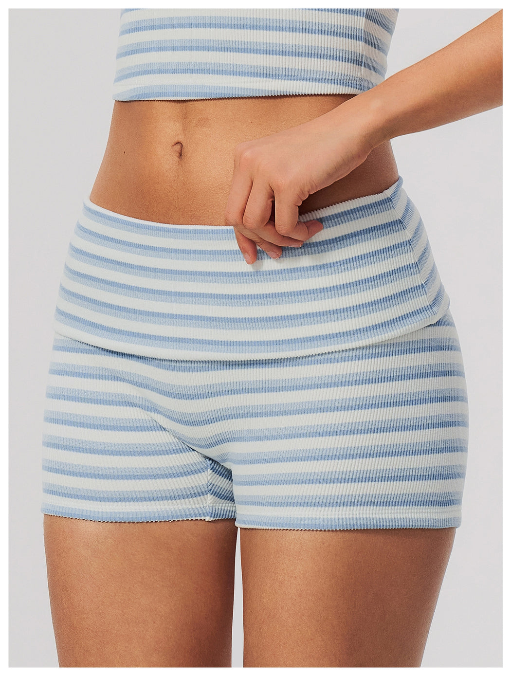 Mimi Stripe Fold-Over Shorts