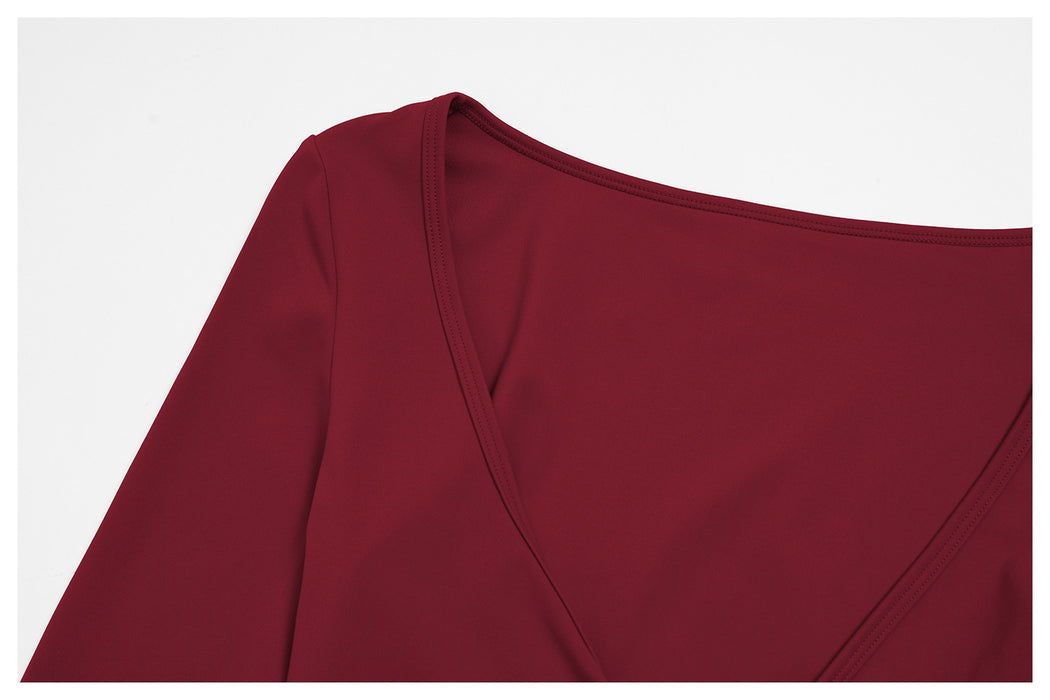KAIA Brushed Nylon Twist-Front Long-Sleeve Crop Top
