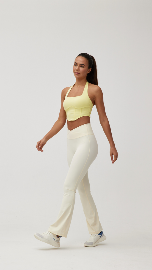 Light Yellow Halter Neck Bliss Sports Bra