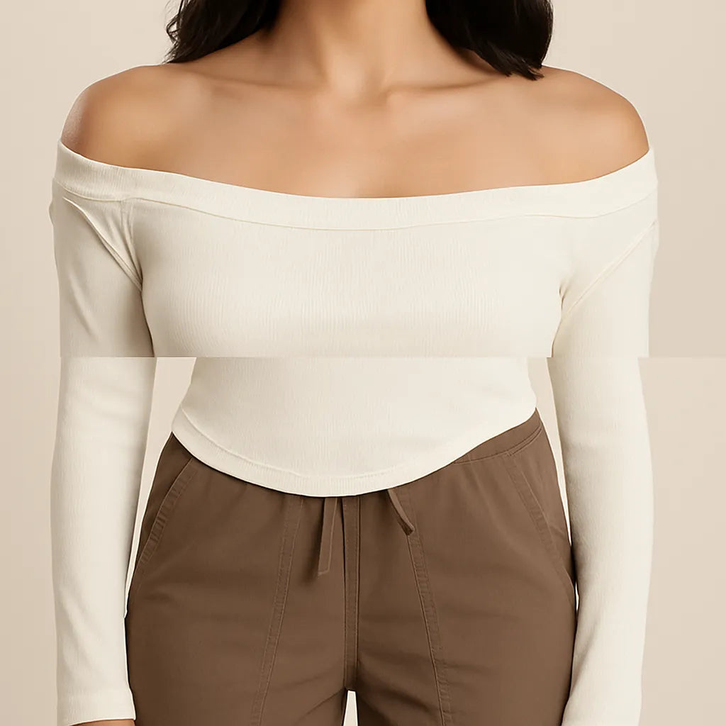 Evara Off-Shoulder Rib Top