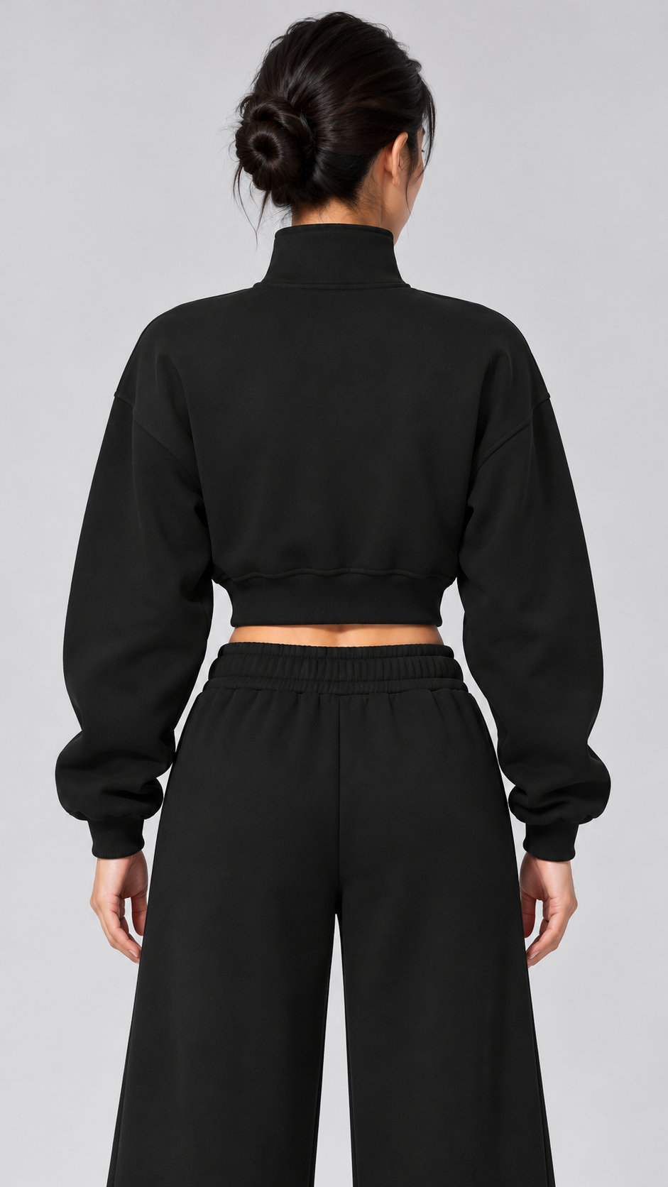 The Cloud-Line Brushed Cotton-Blend Cropped Zip Jacket & Wide-Leg Pants Set