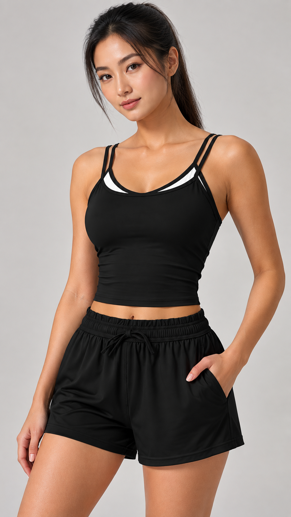 Tavi Double-Strap Tank & Sports Shorts Set