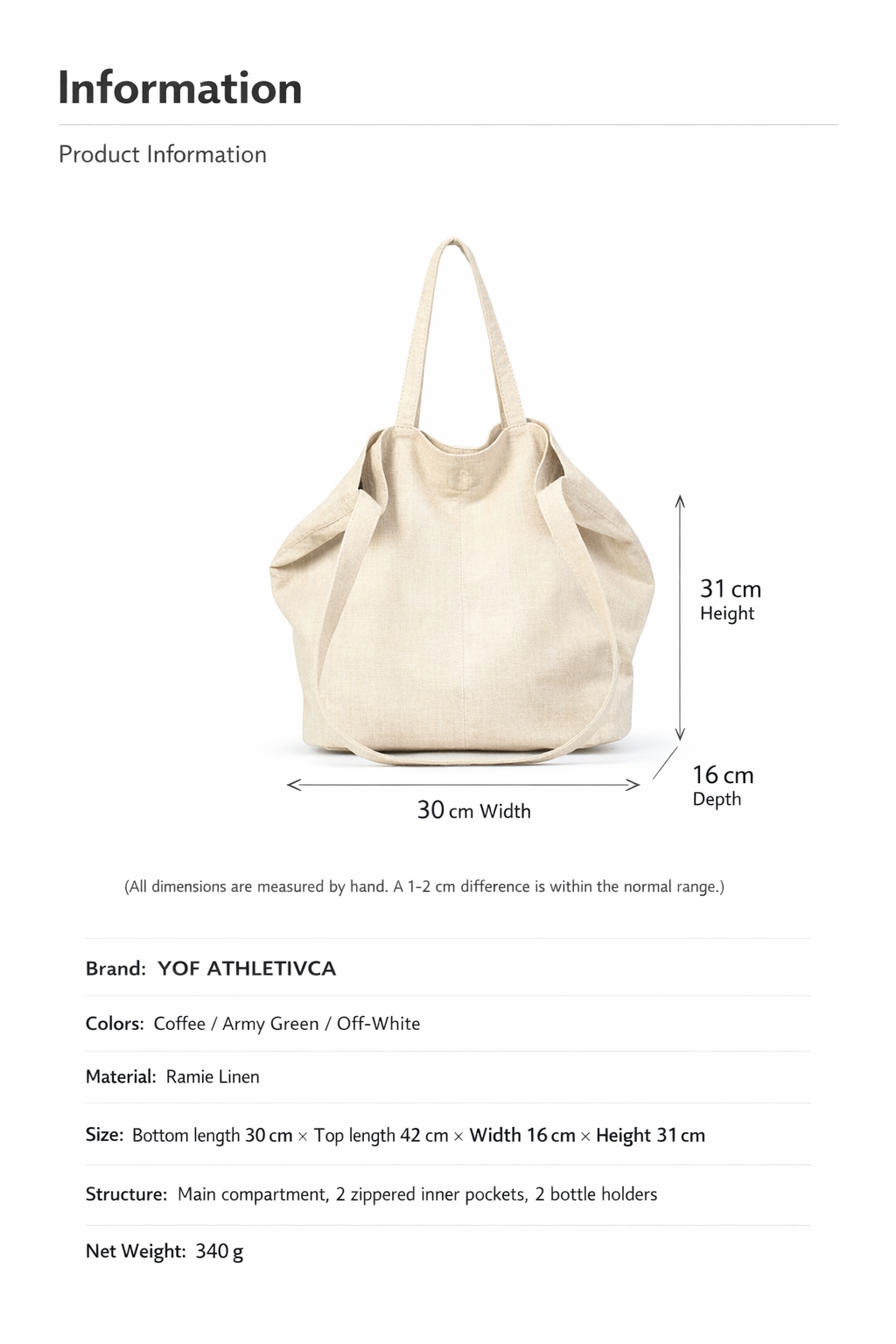 Ramie Carry Tote  Everyday Bag