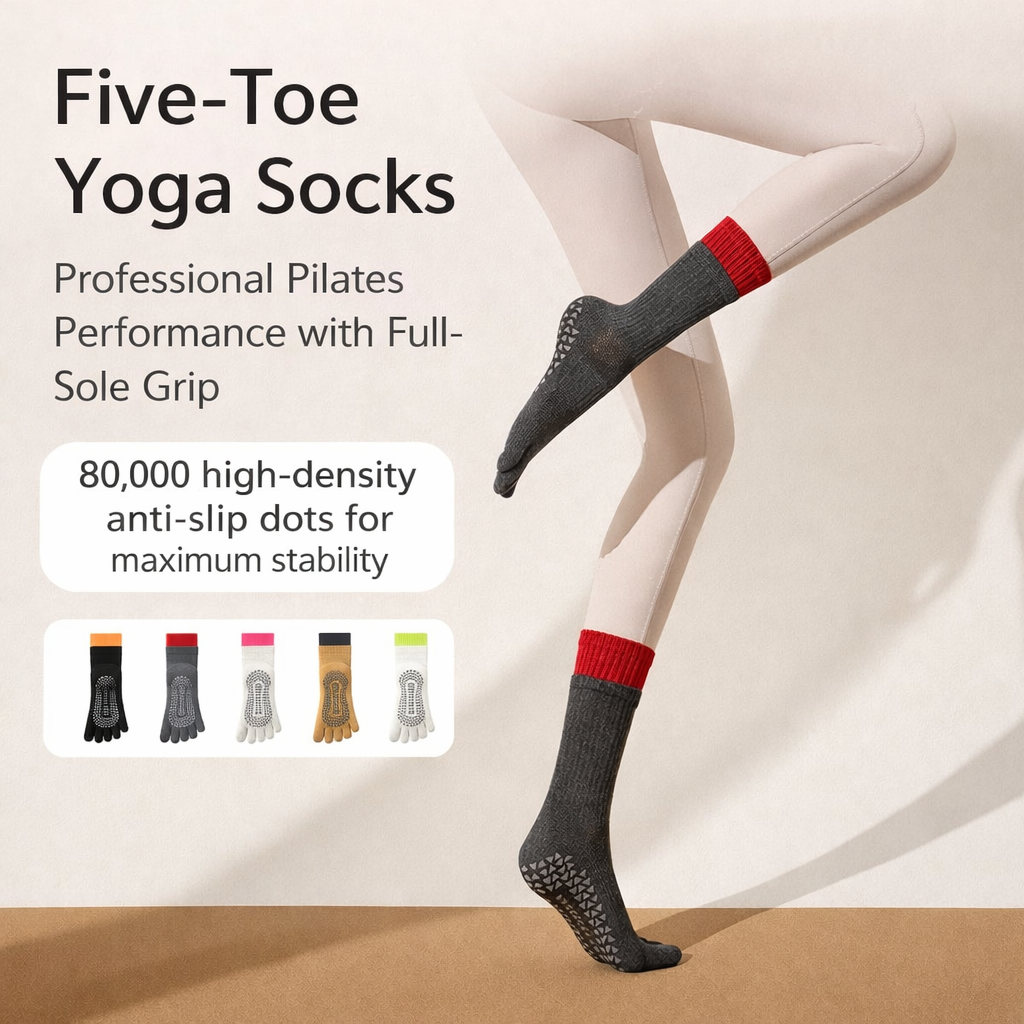 PureCom Five-Toe Grip Socks